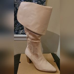 Womens Knee High Boots Heel Pointed Toe Long Cowgirl